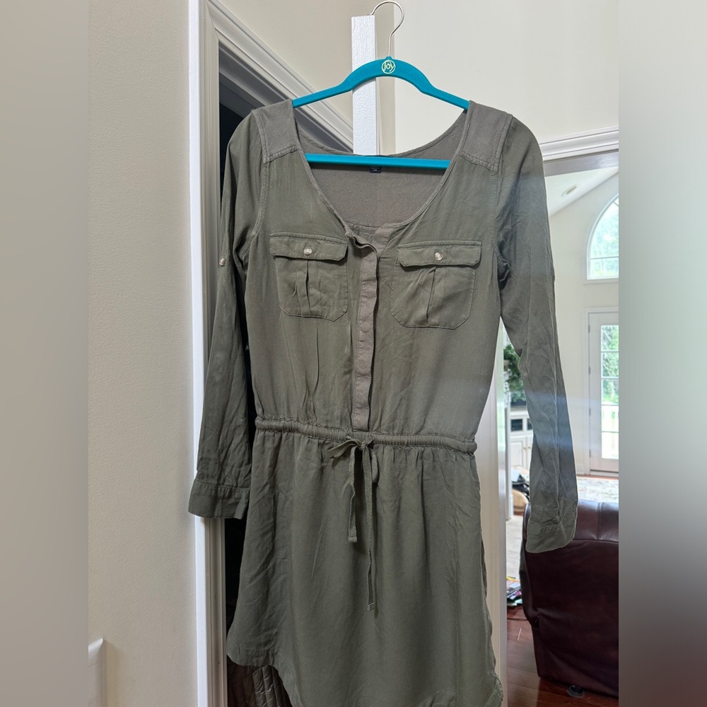 American Eagle Outfitters Olive Green Long Sleeve Midi Dress Size XS